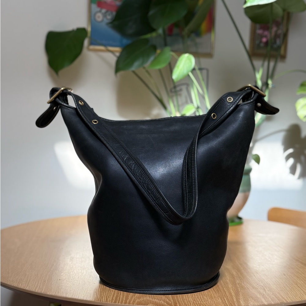 Coach Bucket Bag vintage old style black XL duffle overnight purse - Picture 4 of 10